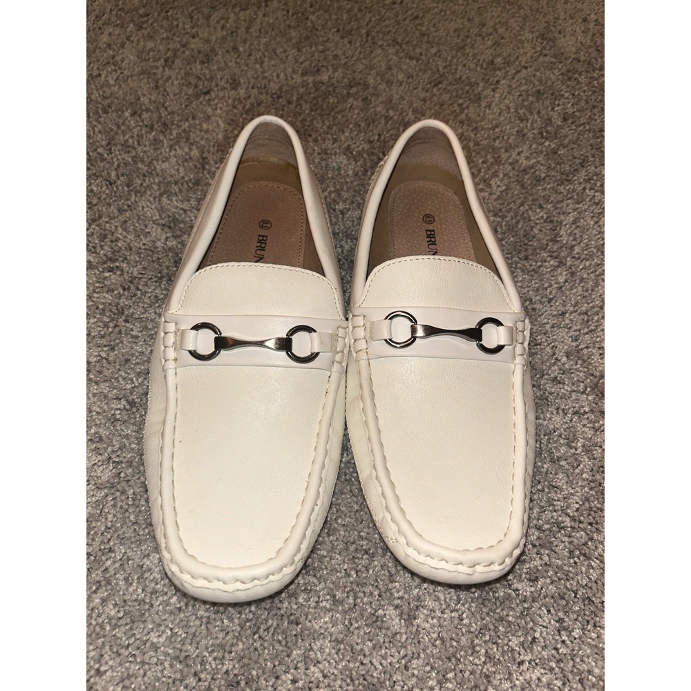 bruno marc mens shoes slip on White Loafers size 8.5